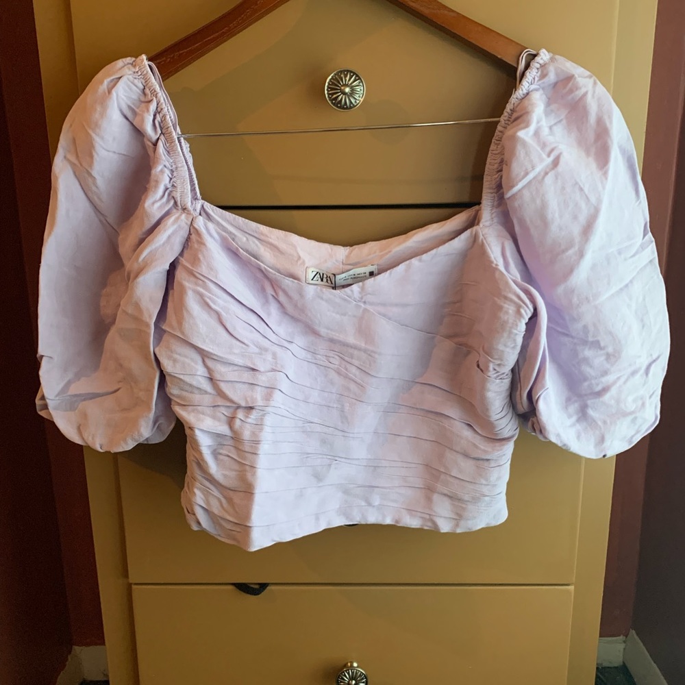 Zara cropped puff sleeve top